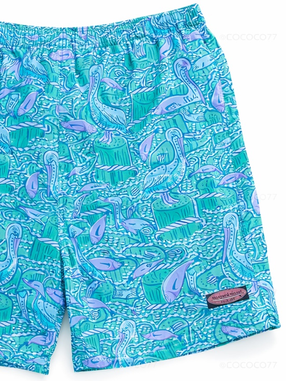 Vineyard Vines Men’s Swim Trunks XXL Green Blue Pelican Print Elastic Waist - Picture 5 of 6